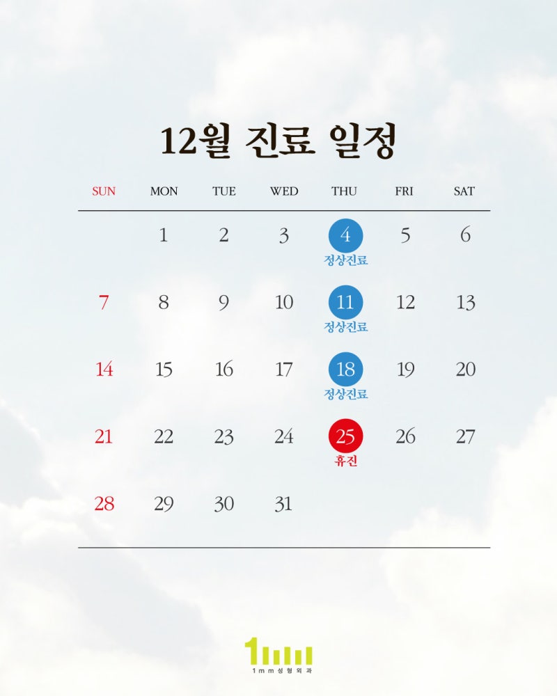 🎄1mm Plastic Surgery Clinic: December 2025 Schedule🎄 사진 2