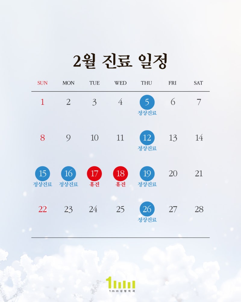 ❄️1mm Plastic Surgery Clinic February 2026 Consultation Notice❄️ 사진 2